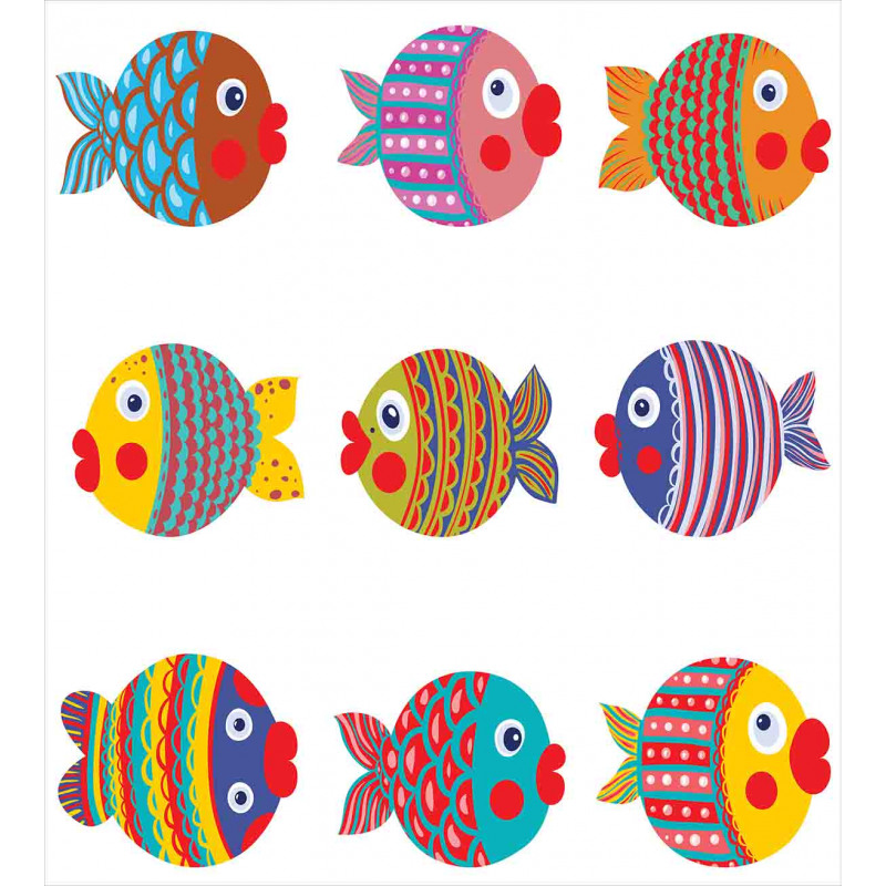 Folkloric Fish Family Duvet Cover Set