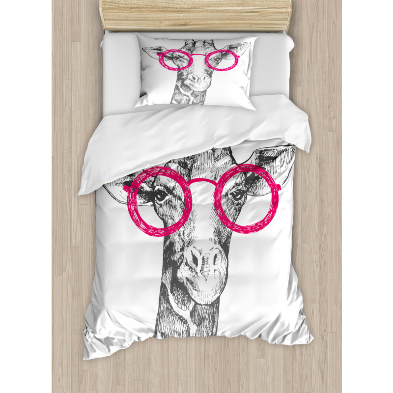 Hipster Animal Glasses Duvet Cover Set