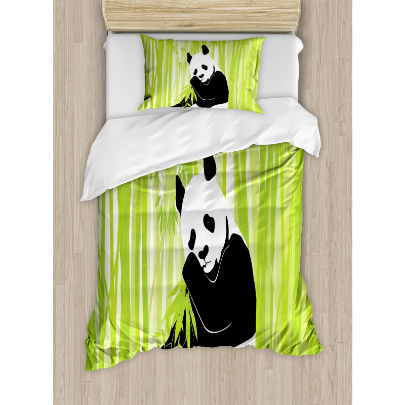 Panda in Bamboo Forest Duvet Cover Set