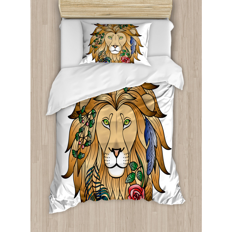 Lion with Flower Duvet Cover Set