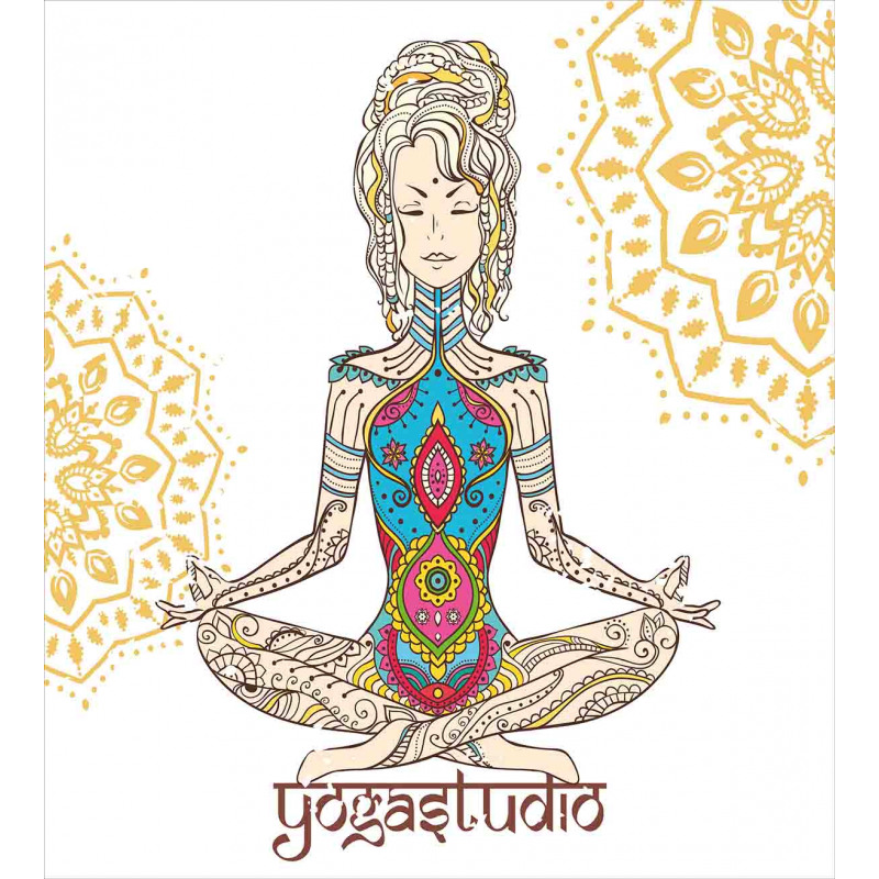 Meditating Girl Mandala Duvet Cover Set