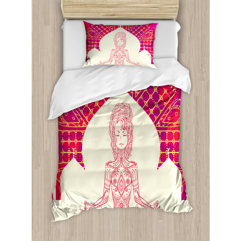 Mandala Meditation Girl Duvet Cover Set