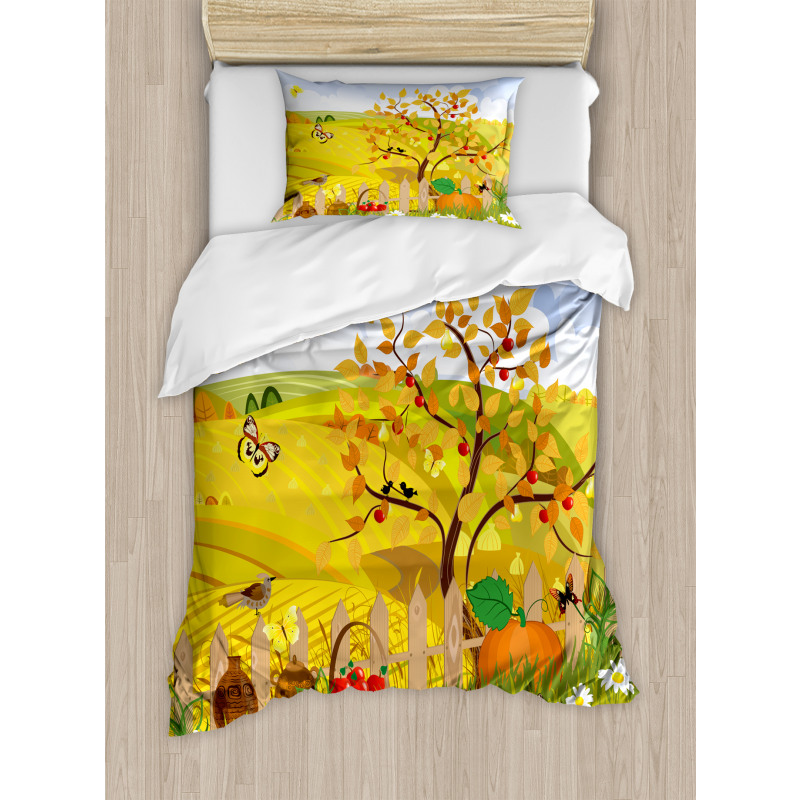 Autumn Garden Daisies Duvet Cover Set