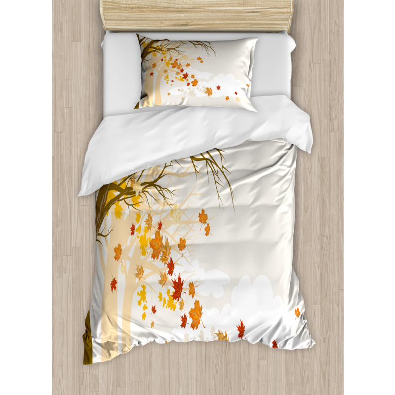 Pastel Colored Autumn Trees Duvet Cover Set