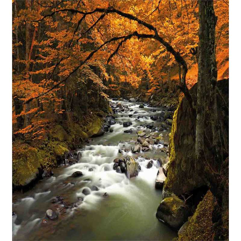 River with Rocks Forest Lush Duvet Cover Set