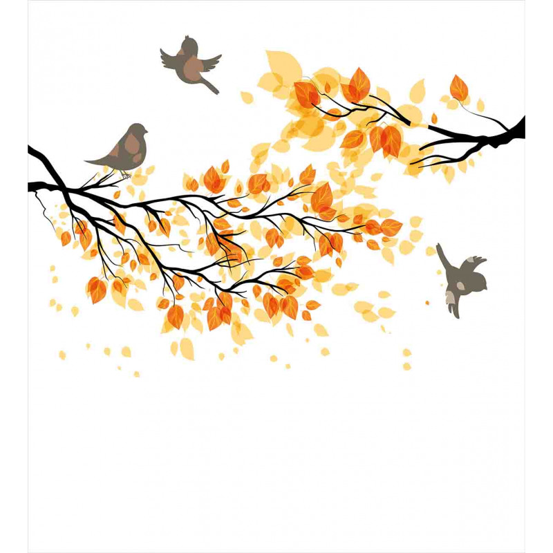 Flying Birds and Leaves Duvet Cover Set