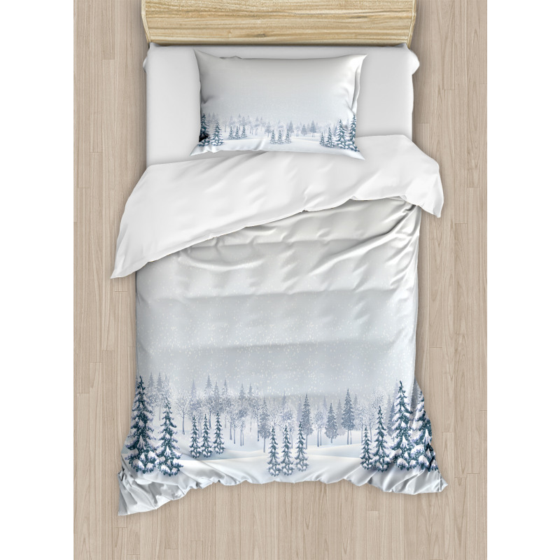 Foggy Weather Trees Duvet Cover Set