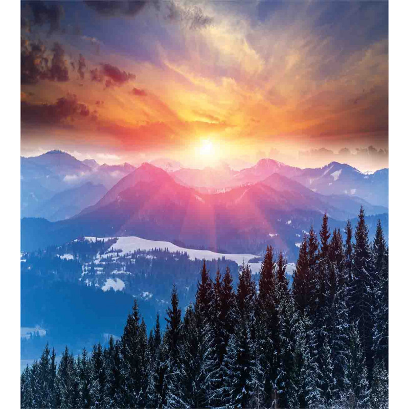 Sunset in Mountains Duvet Cover Set