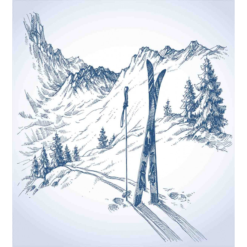 Ski Sport Mountain View Duvet Cover Set