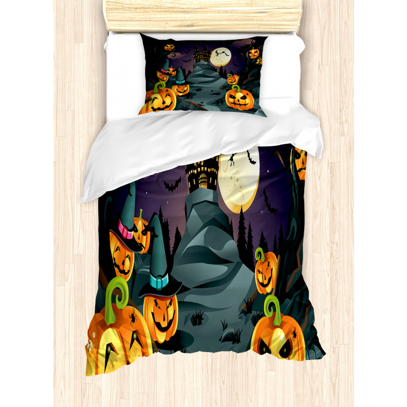 Horror Castle Pumpkin Duvet Cover Set