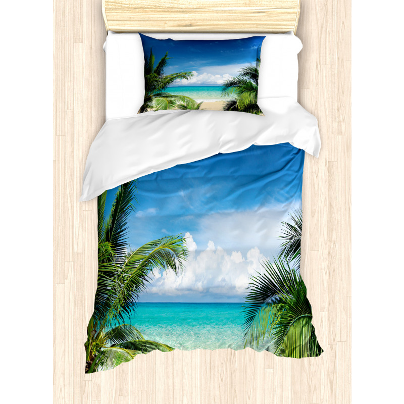Tropical Sea Palms Sunny Day Duvet Cover Set