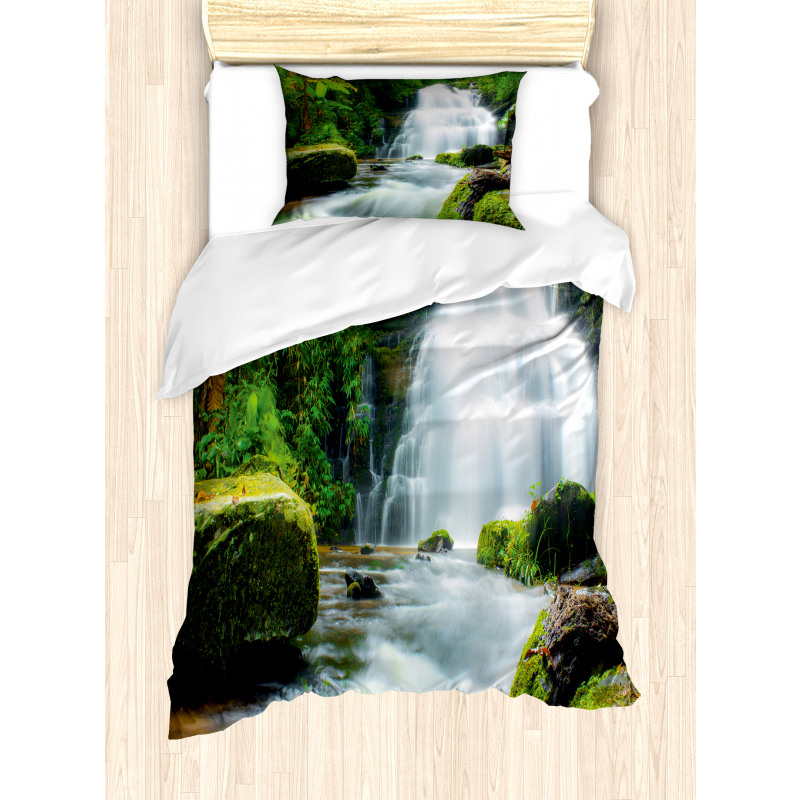 Watercolor Stream Jungle Duvet Cover Set