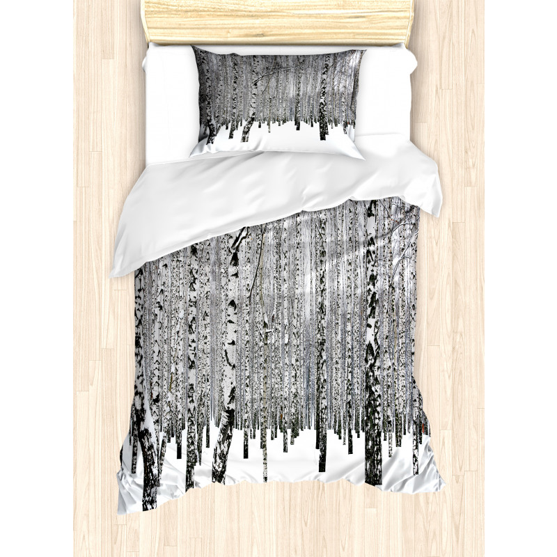 Snowy Forest Photo Woodland Duvet Cover Set