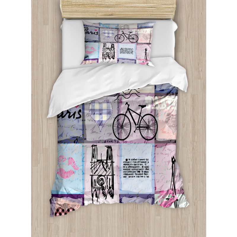 Eiffel Tower Love Letter Duvet Cover Set