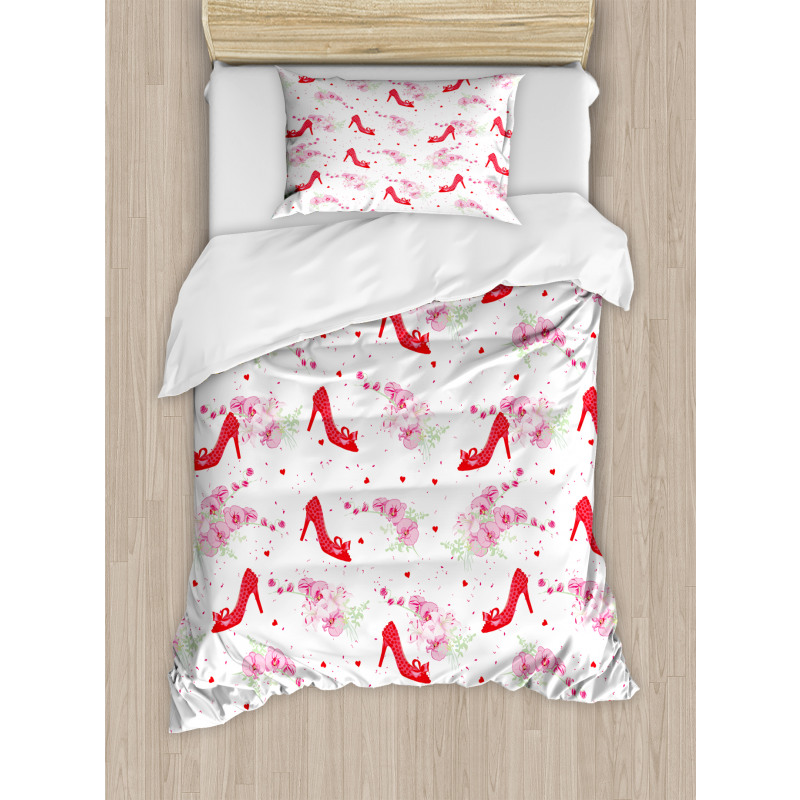 Fashion High Heels Flowers Duvet Cover Set