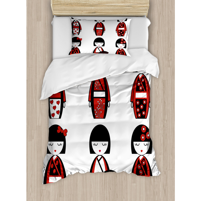 Geisha Dolls Folkloric Duvet Cover Set