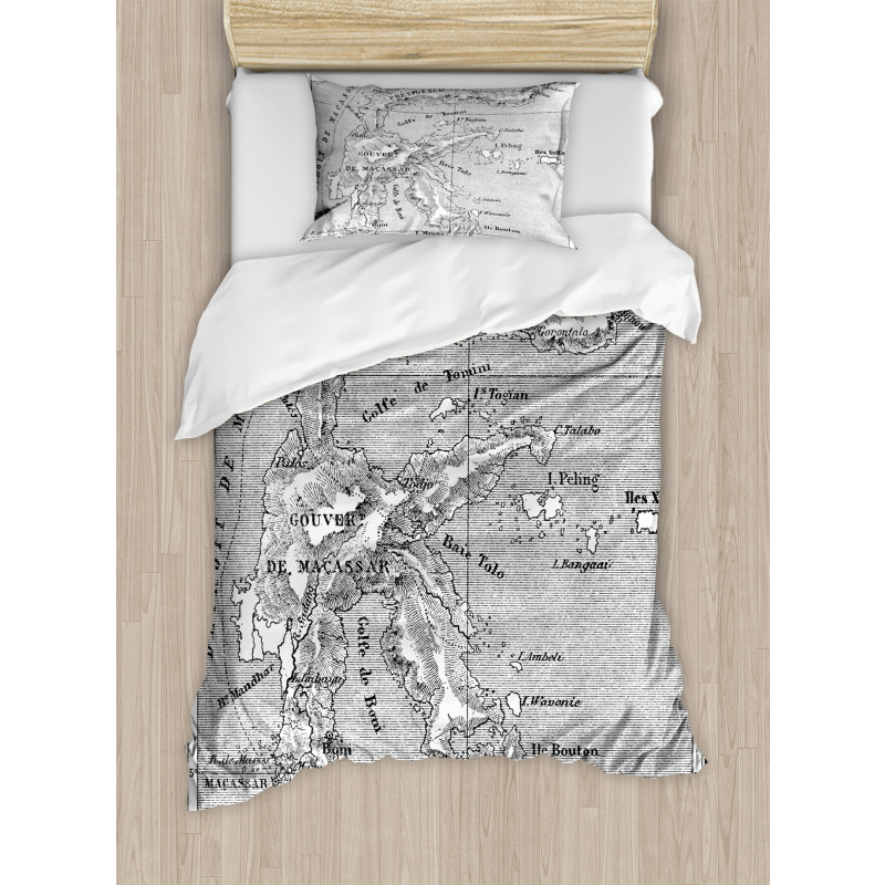 French Map Island Duvet Cover Set