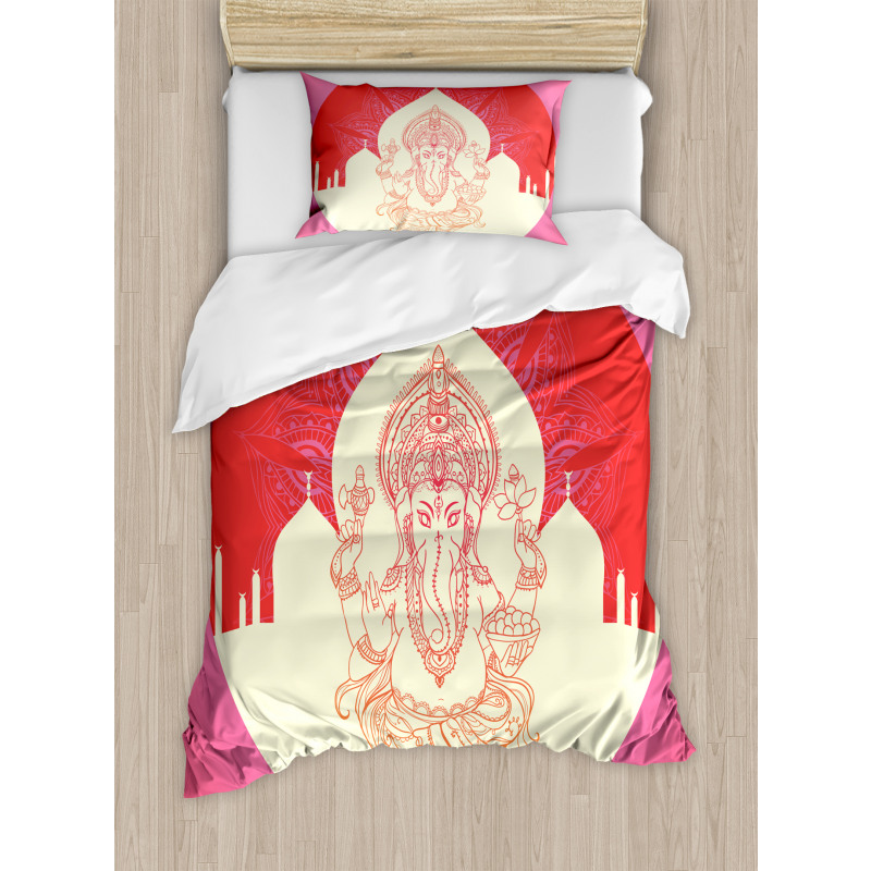 Elephant and Building Yoga Duvet Cover Set