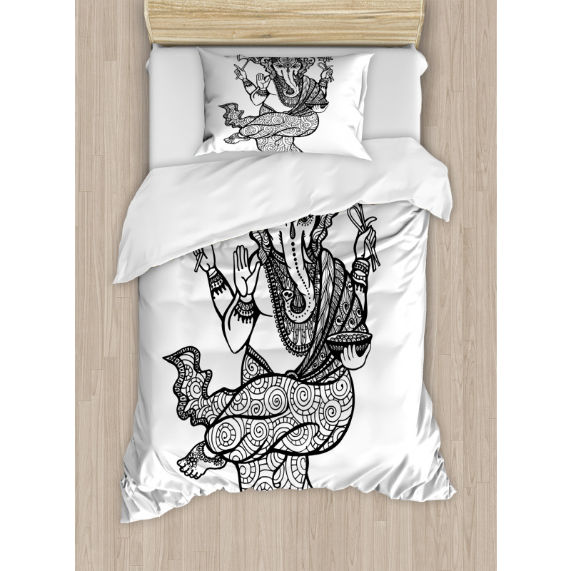 Dancing Elephant Sketch Duvet Cover Set