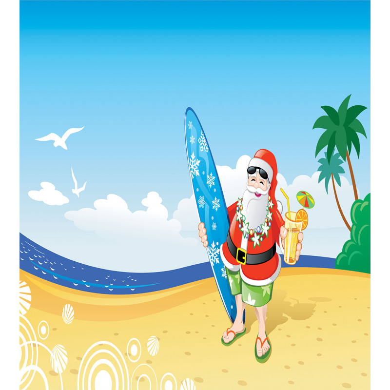Santa on Beach Surf Duvet Cover Set