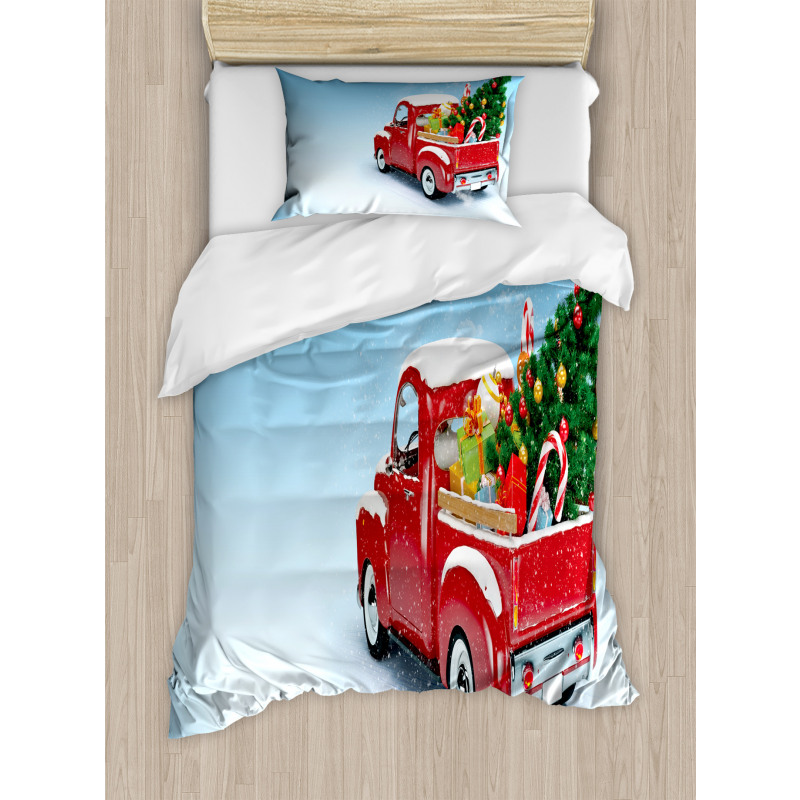 Red Truck Xmas Tree Duvet Cover Set