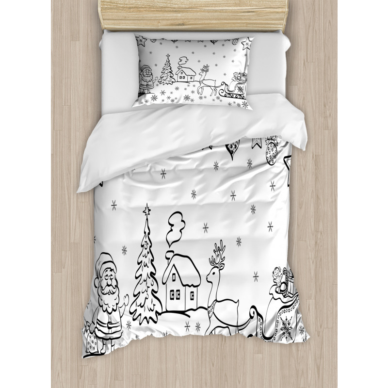 Tree Reindeer Santa Duvet Cover Set