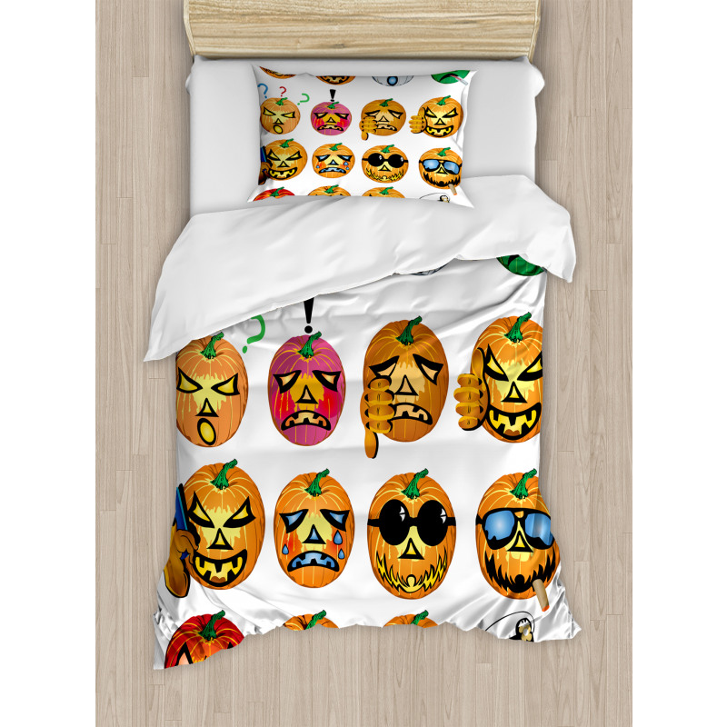 Pumpkin Emoji Duvet Cover Set