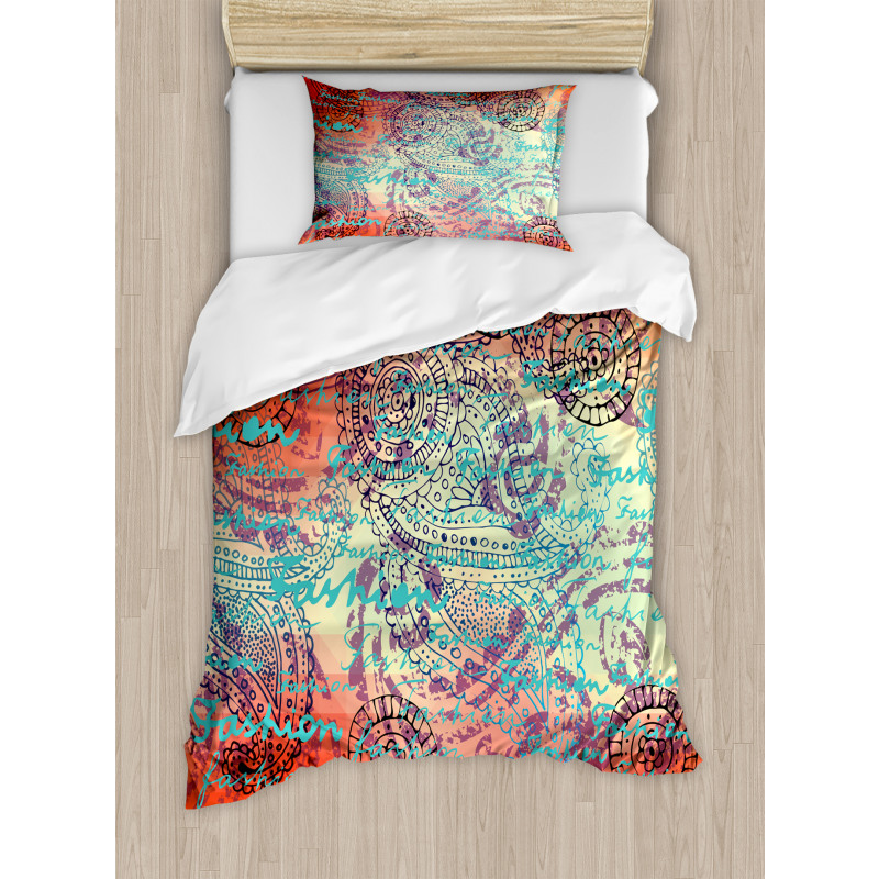 Grunge Paisley Duvet Cover Set