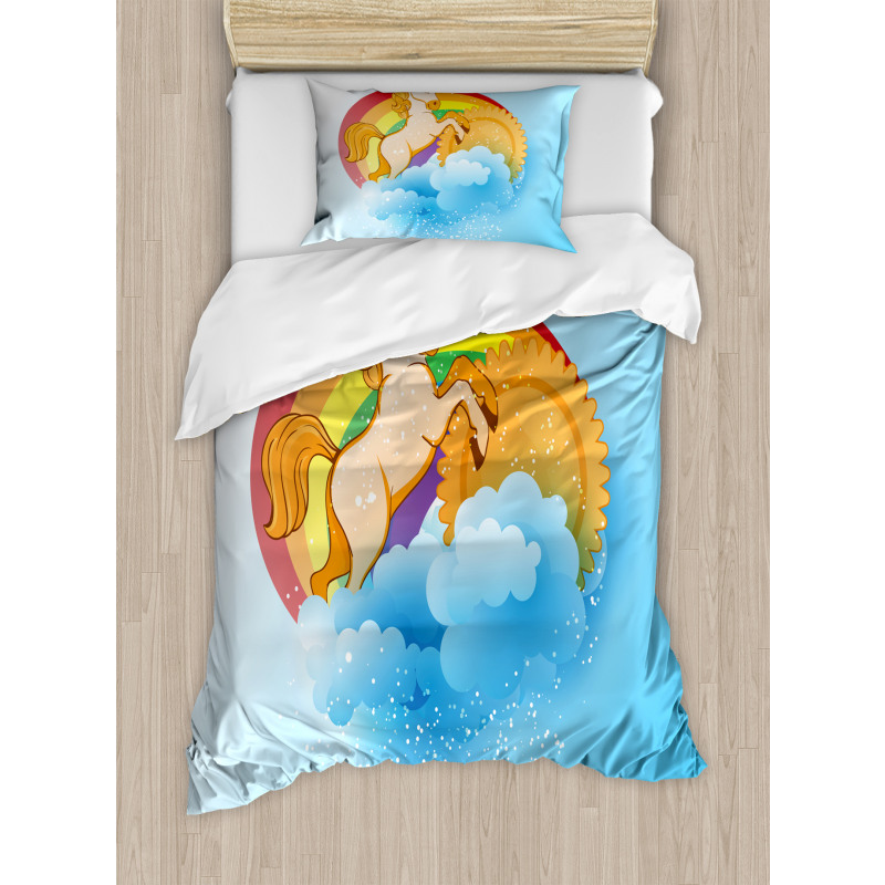 Cartoon Kids Rainbow Duvet Cover Set