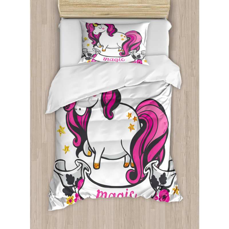 Unicorn with Pink Hair Duvet Cover Set