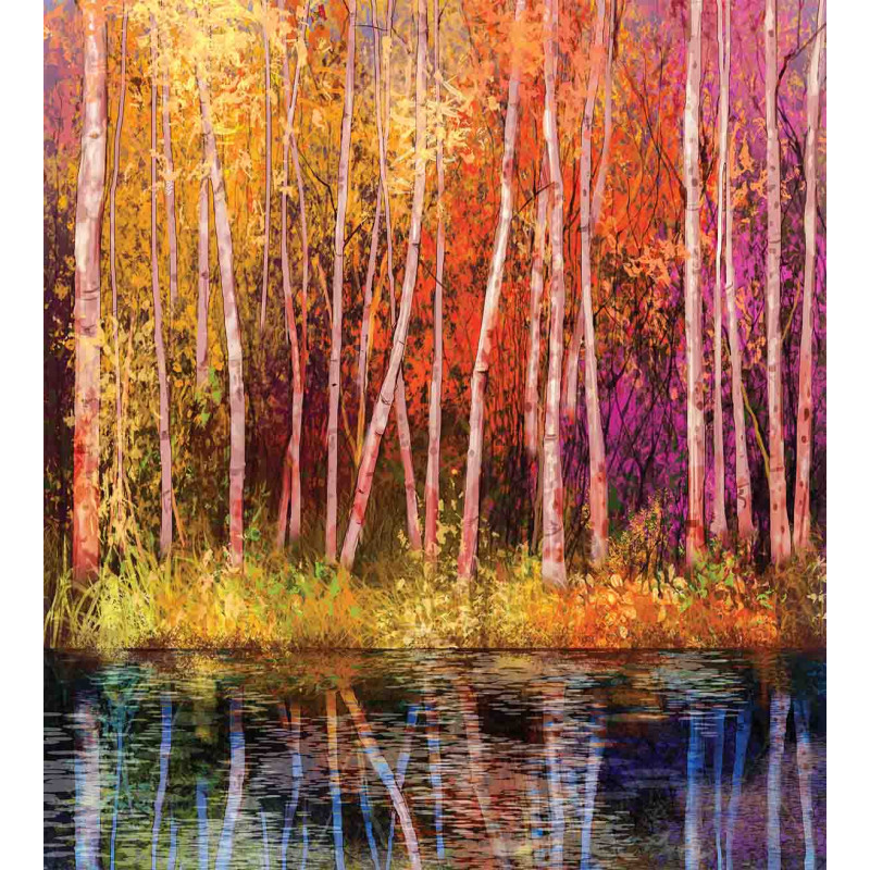 Autumn Trees by Lake Duvet Cover Set