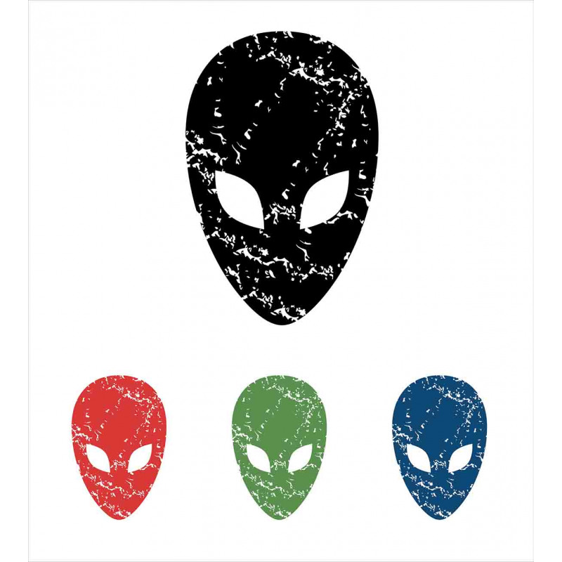 Grunge Alien Heads Art Duvet Cover Set