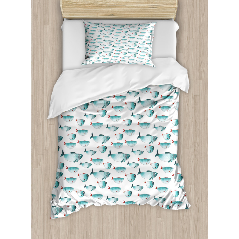 Watercolor Marine Animal Duvet Cover Set