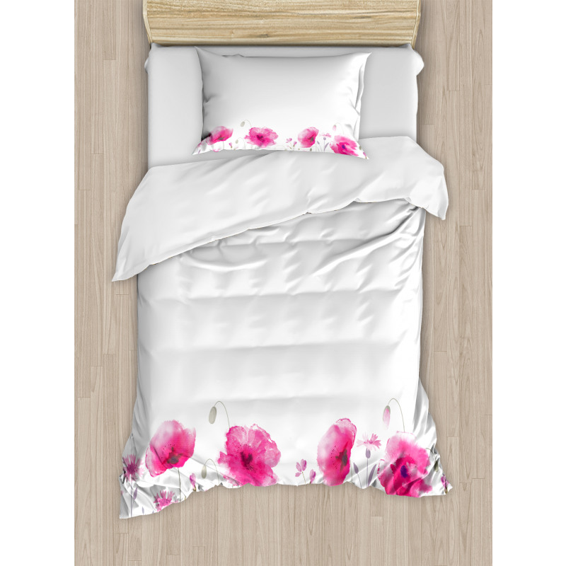 Pink Poppy Flowers Art Duvet Cover Set