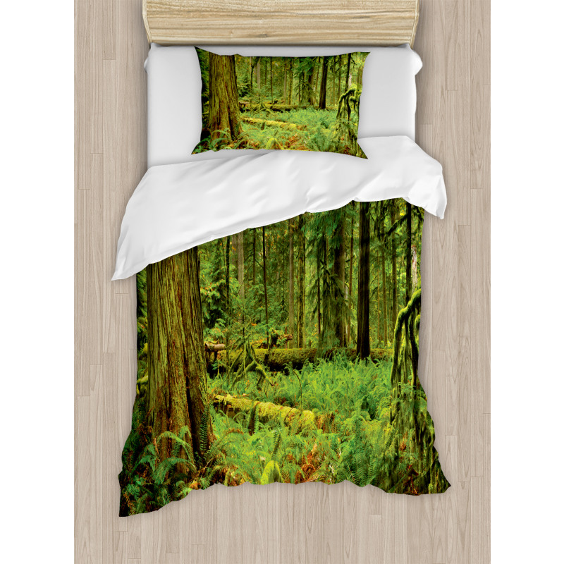 Woodland Bushes Moss Duvet Cover Set