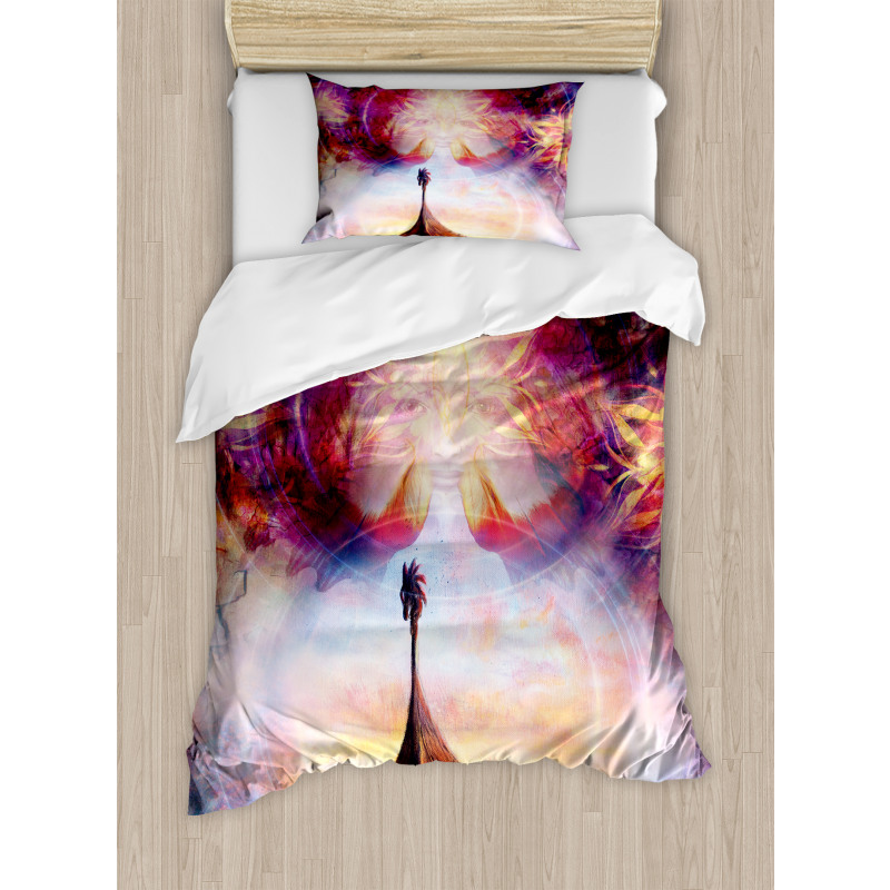 Dragon Head Boat Violet Duvet Cover Set