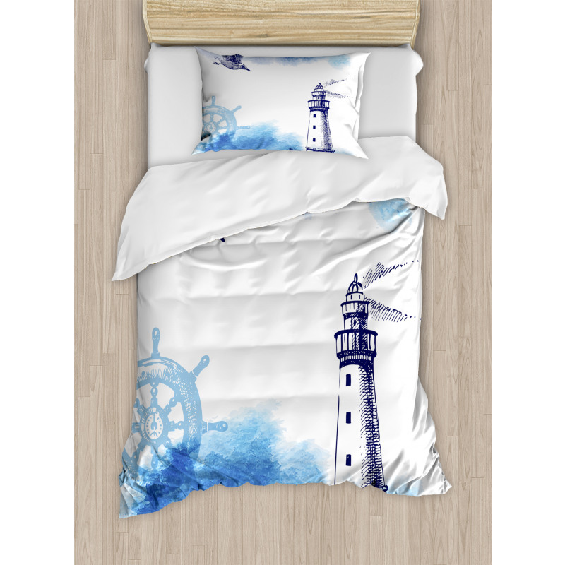 Handdrawn Art Anchor Duvet Cover Set