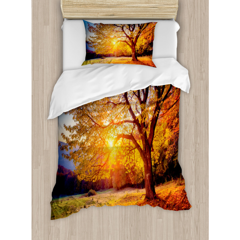 Autumn Fall Tree Leaves Duvet Cover Set