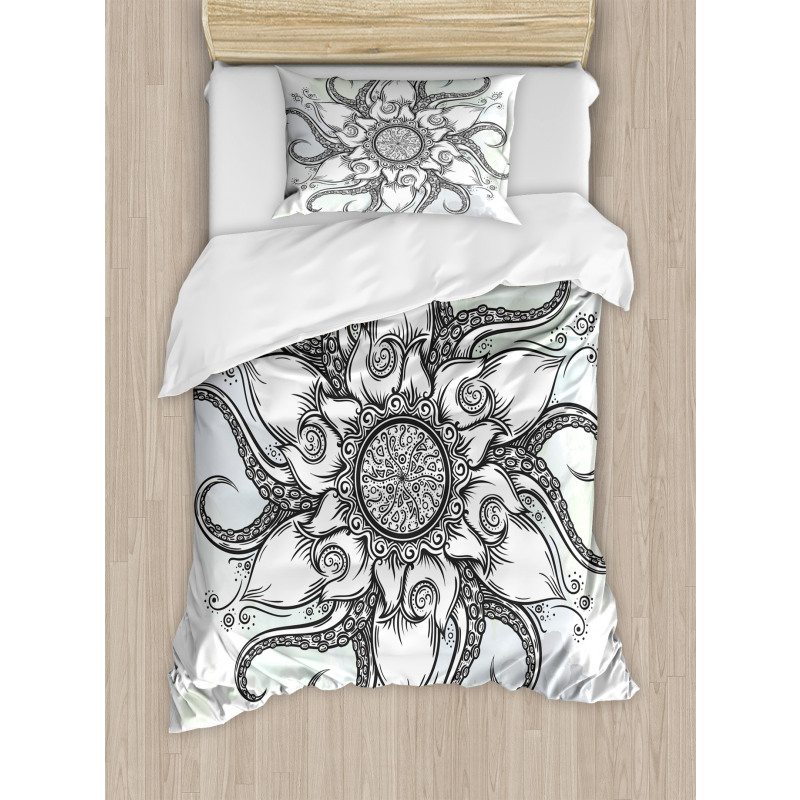 Drawn Mandala Flower Duvet Cover Set