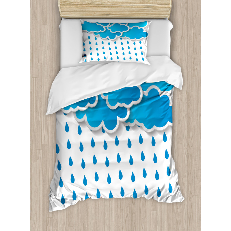 Puffy Clouds Rainy Day Duvet Cover Set