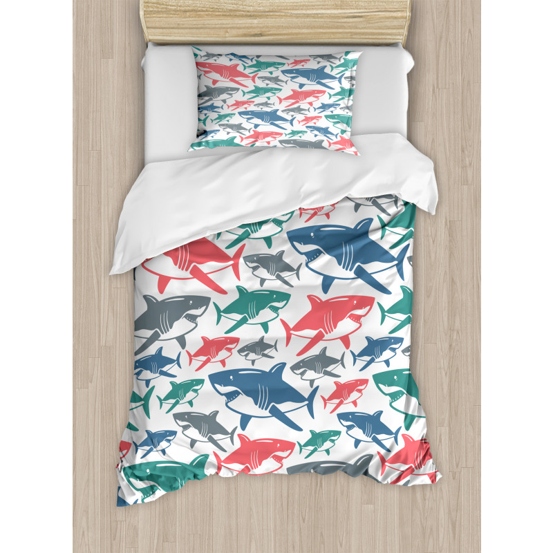 Colorful Shark Patterns Duvet Cover Set