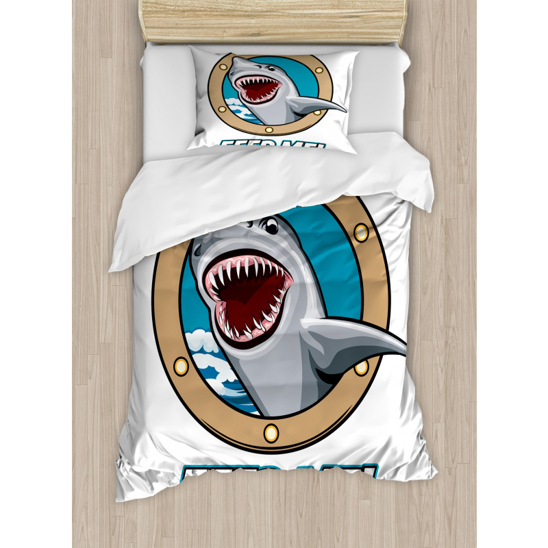 Feed Me Words Shark Duvet Cover Set