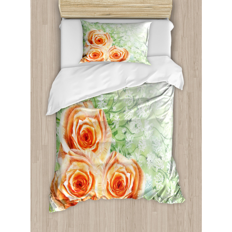 Watercolor Roses Duvet Cover Set