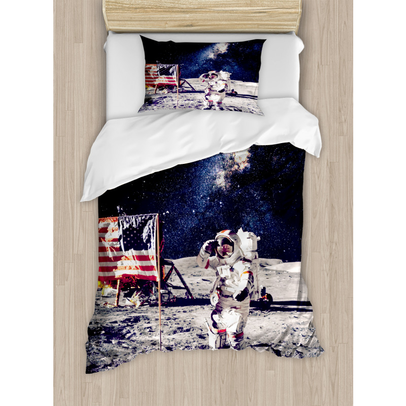 Moon Astronaut Space Duvet Cover Set