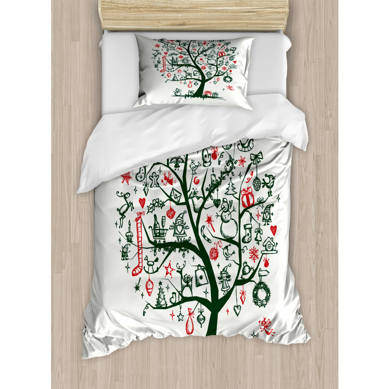 Tree Ornaments Gifts Duvet Cover Set