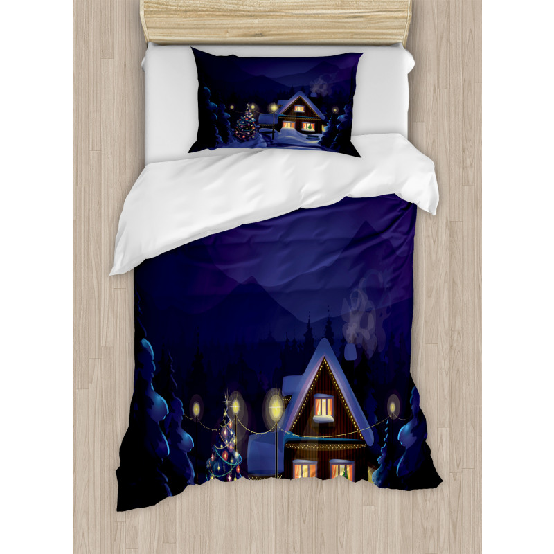 Winter Home and Tree Duvet Cover Set