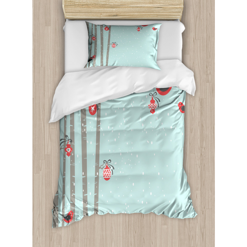 Red Bird Winter Duvet Cover Set