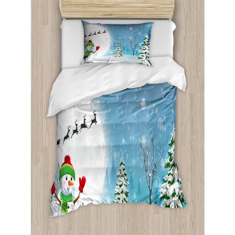 Jolly Snowman Santa Duvet Cover Set