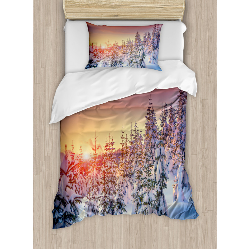 Sunrise at Wintertime Duvet Cover Set