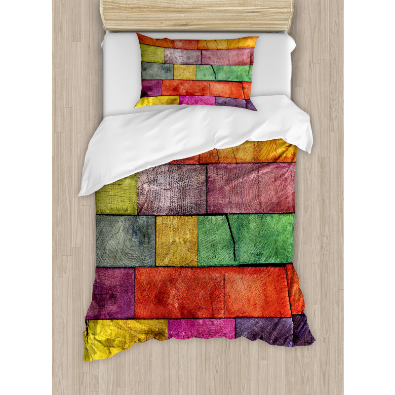 Rainbow Timber Art Duvet Cover Set